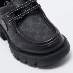 Gucci Black GG Supreme Canvas and Leather Retro Interlocking G Derby Size 44