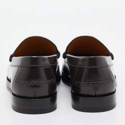 Pre Owned Gucci Brown Leather Horsebit Slip On Loafers Size 42.5