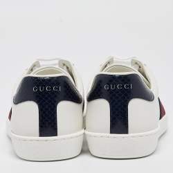 Gucci White Leather Ace Web Low Top Sneakers Size 42.5