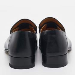 Pre Owned Gucci Black Leather Horsebit Foldable Slip On Loafers Size 41