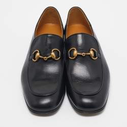 Pre Owned Gucci Black Leather Horsebit Foldable Slip On Loafers Size 41