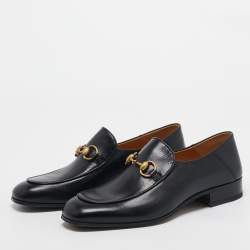 Pre Owned Gucci Black Leather Horsebit Foldable Slip On Loafers Size 41