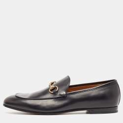 Gucci Black Leather Jordaan Loafers Size 45
