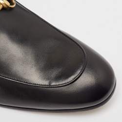 Gucci Black Leather Jordaan Loafers Size 45