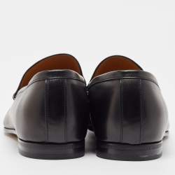 Gucci Black Leather Jordaan Loafers Size 45