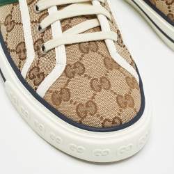 Pre Owned Gucci Beige/Ebony GG Canvas Tennis 1977 Sneakers Size 42