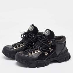 Gucci Black Suede,Mesh and Leather Flashtrek Sneakers Size 42