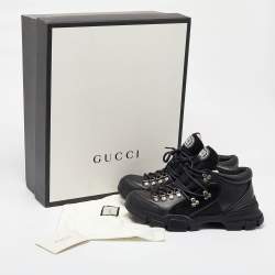 Gucci Black Suede,Mesh and Leather Flashtrek Sneakers Size 42