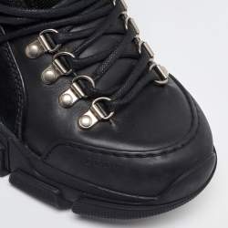 Gucci Black Suede,Mesh and Leather Flashtrek Sneakers Size 42