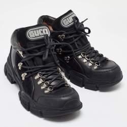 Gucci Black Suede,Mesh and Leather Flashtrek Sneakers Size 42
