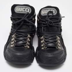 Gucci Black Suede,Mesh and Leather Flashtrek Sneakers Size 42
