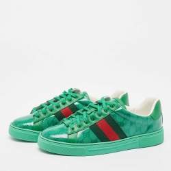 Gucci Green GG Crystal Canvas Ace Sneakers Size 41