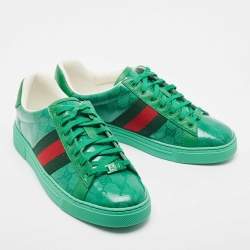 Gucci Green GG Crystal Canvas Ace Sneakers Size 41