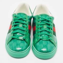 Gucci Green GG Crystal Canvas Ace Sneakers Size 41