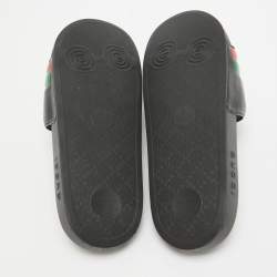 Gucci Black Leather Original Slides Size 42
