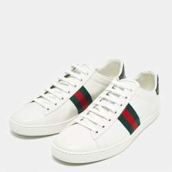Gucci White Leather Ace Low Top Sneakers Size 41.5