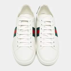 Gucci White Leather Ace Low Top Sneakers Size 41.5