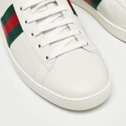Gucci White Leather Ace Low Top Sneakers Size 41.5