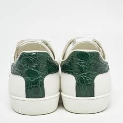 Gucci White Leather Ace Low Top Sneakers Size 41.5