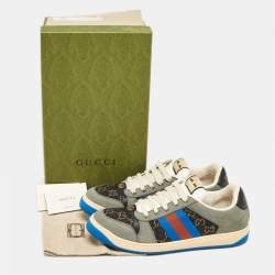 Gucci Multicolor GG Canvas and Nubuck Leather Screener Sneakers Size 44.5