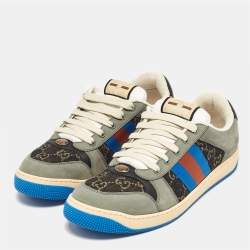 Gucci Multicolor GG Canvas and Nubuck Leather Screener Sneakers Size 44.5