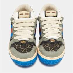 Gucci Multicolor GG Canvas and Nubuck Leather Screener Sneakers Size 44.5