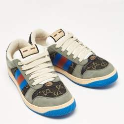 Gucci Multicolor GG Canvas and Nubuck Leather Screener Sneakers Size 44.5