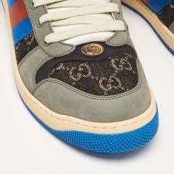 Gucci Multicolor GG Canvas and Nubuck Leather Screener Sneakers Size 44.5