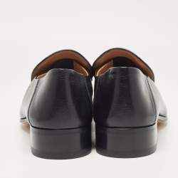 Pre Owned Gucci Black Leather Horsebit Quentin Slip On Loafers Size 44