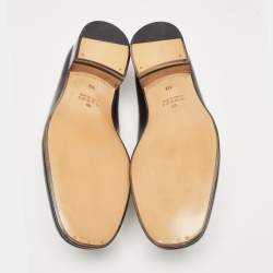 Pre Owned Gucci Black Leather Horsebit Quentin Slip On Loafers Size 44
