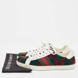 Gucci Tricolor GG Terry Fabric and Leather Ace Sneakers Size 45.5