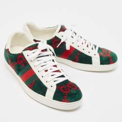 Gucci Tricolor GG Terry Fabric and Leather Ace Sneakers Size 45.5