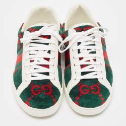 Gucci Tricolor GG Terry Fabric and Leather Ace Sneakers Size 45.5