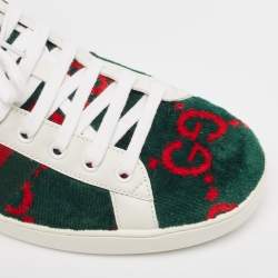 Gucci Tricolor GG Terry Fabric and Leather Ace Sneakers Size 45.5
