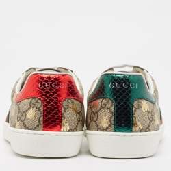 Pre Owned Gucci Beige/Brown GG Supreme Canvas Bee Ace Sneakers Size 42