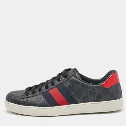 Gucci Black Canvas Ace Lace Up Sneakers Size 40