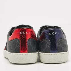 Gucci Black Canvas Ace Lace Up Sneakers Size 40