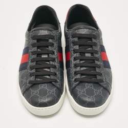 Gucci Black Canvas Ace Lace Up Sneakers Size 40