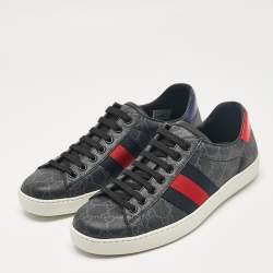 Gucci Black Canvas Ace Lace Up Sneakers Size 40