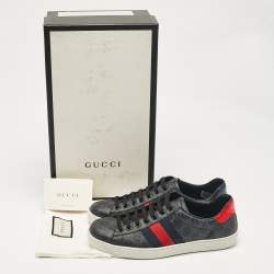 Gucci Black Canvas Ace Lace Up Sneakers Size 40