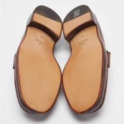 Pre Owned Gucci Brown Leather Horsebit Loafers Size 48