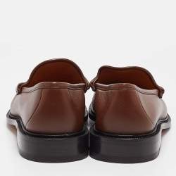 Pre Owned Gucci Brown Leather Horsebit Loafers Size 48