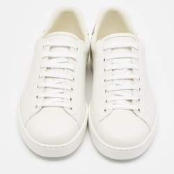 Pre Owned Gucci White Leather Ace Low Top Sneakers 44.5