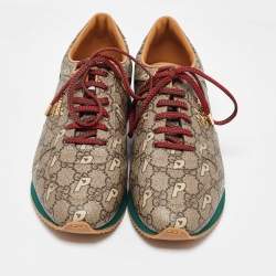 مملوكة مسبقًا Gucci x Palace Brown GG Supreme Canvas and Leather Sneakers Size 42.5