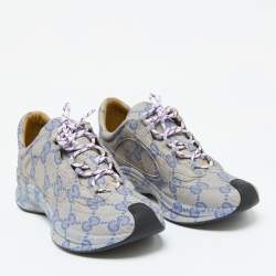Gucci Beige/Blue Leather Ultralight Plume GG Cubic Sneakers Size 43