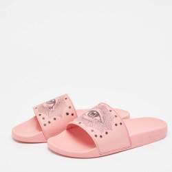 Gucci Pink Rubber Garden Pool Slides Size 46