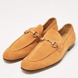 Pre Owned Gucci Orange Suede Jordaan Loafers Size 44
