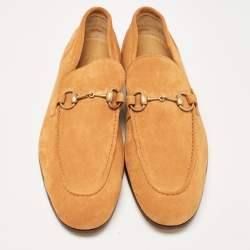 Pre Owned Gucci Orange Suede Jordaan Loafers Size 44