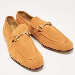 Pre Owned Gucci Orange Suede Jordaan Loafers Size 44