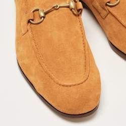 Pre Owned Gucci Orange Suede Jordaan Loafers Size 44